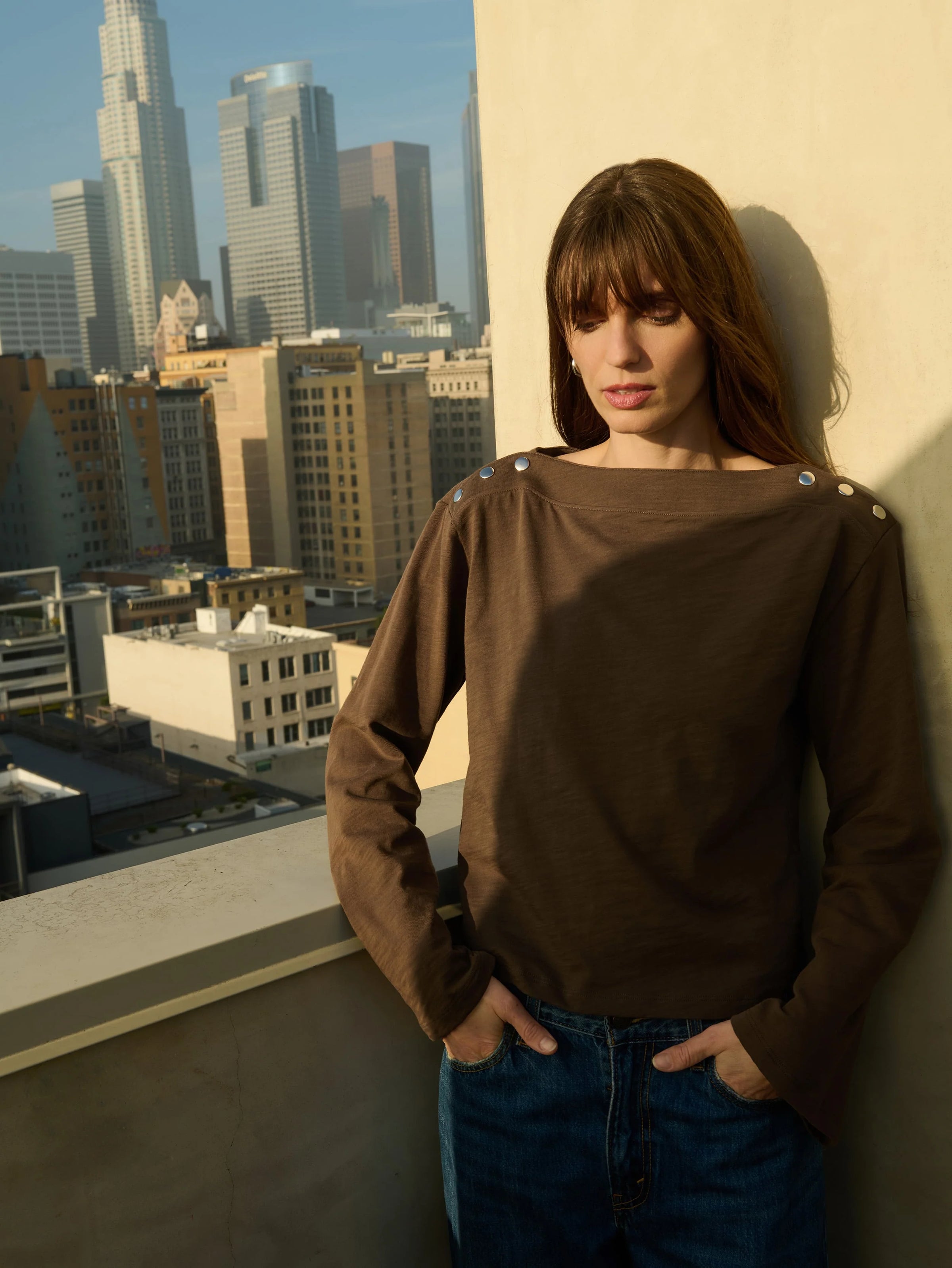NATION Rochelle Boatneck Top in Espresso