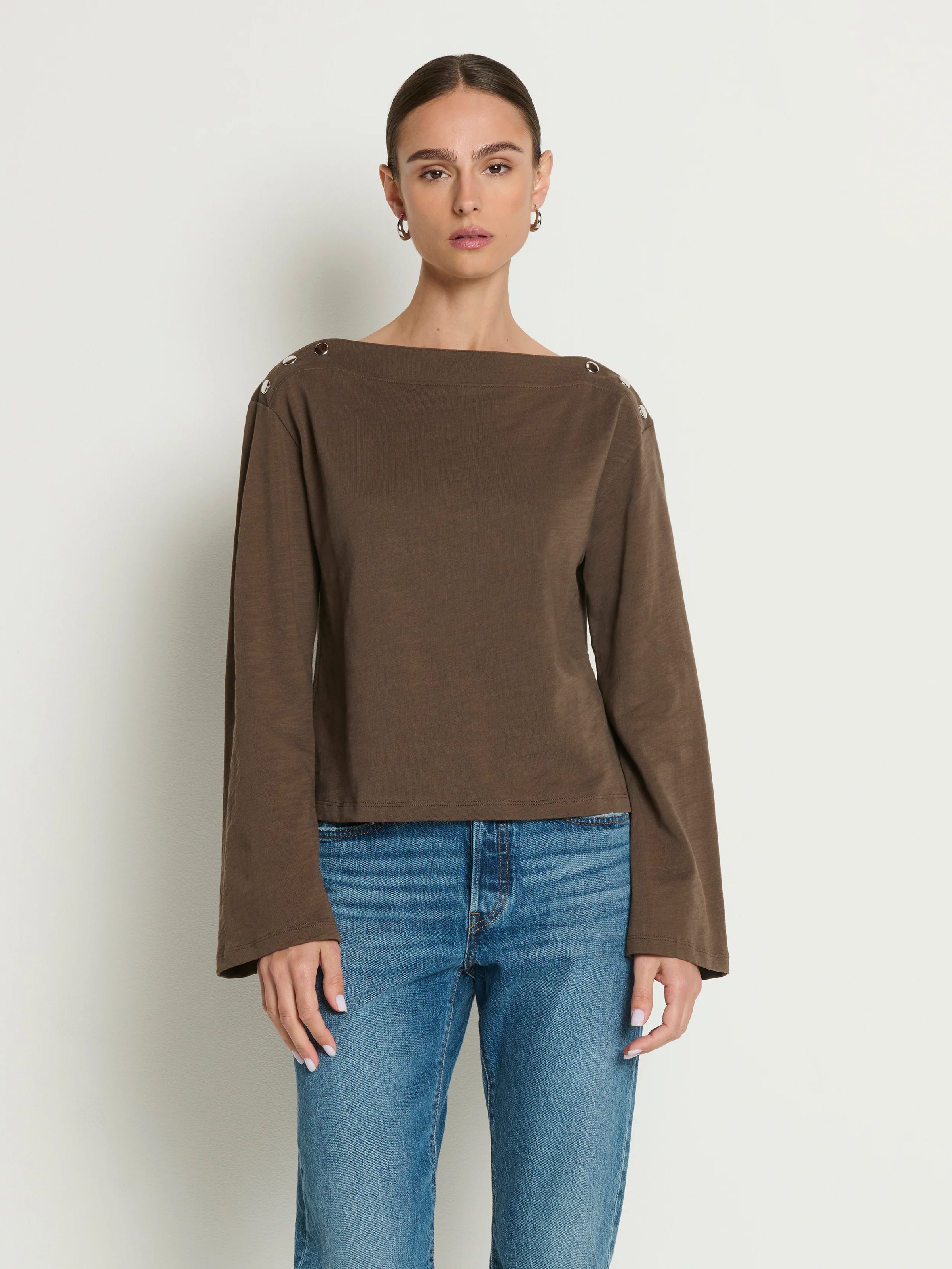 NATION Rochelle Boatneck Top in Espresso