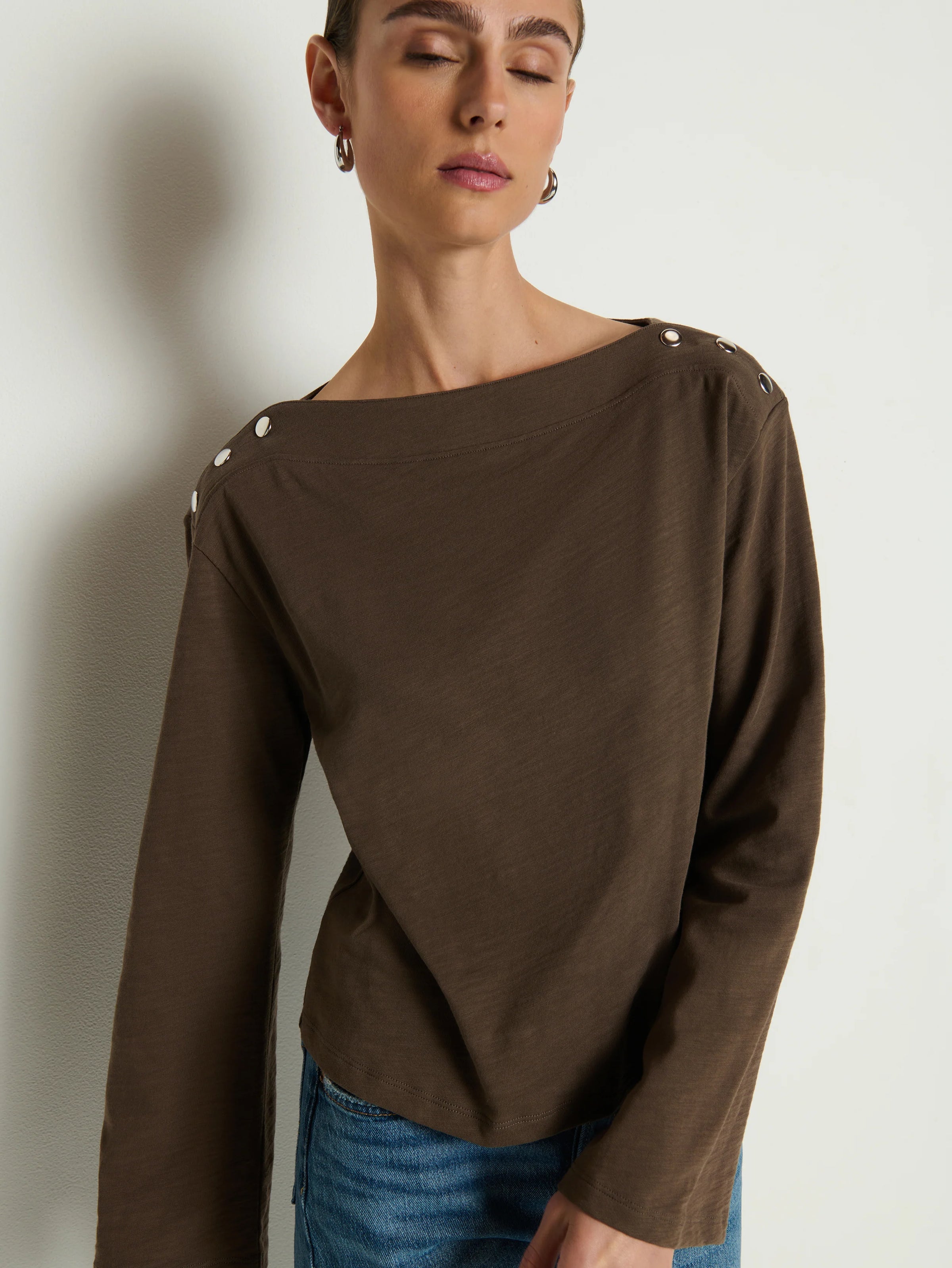 NATION Rochelle Boatneck Top in Espresso