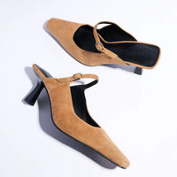 Yosi Samra Ryder Heel in Camel Suede