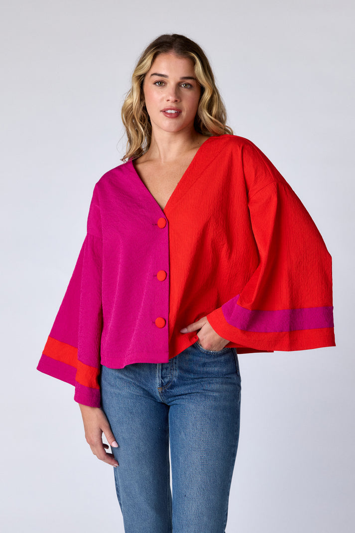 CROSBY Esme Top in Sangria Colorblock