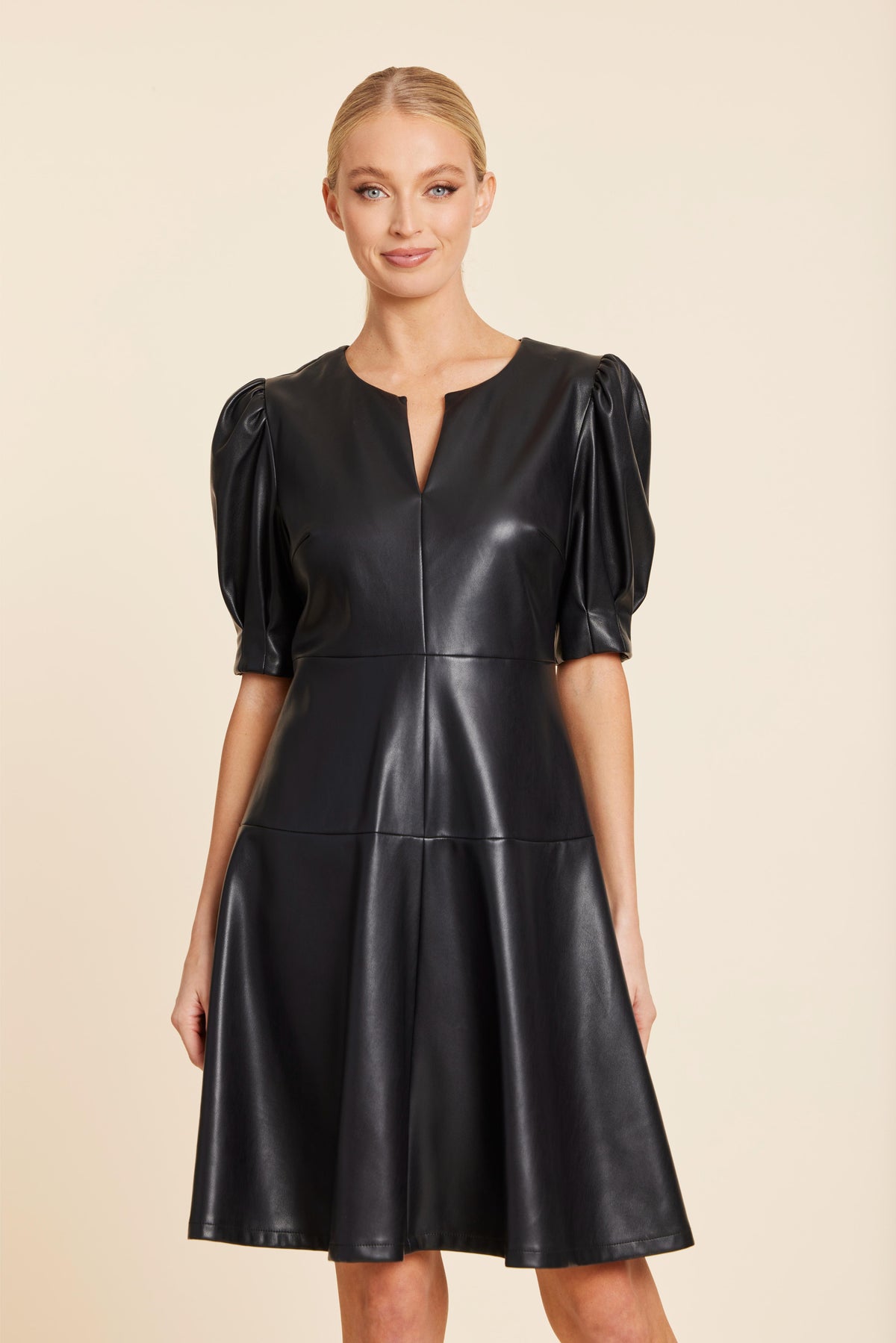 DC Faux Black Leather Waisted Dress