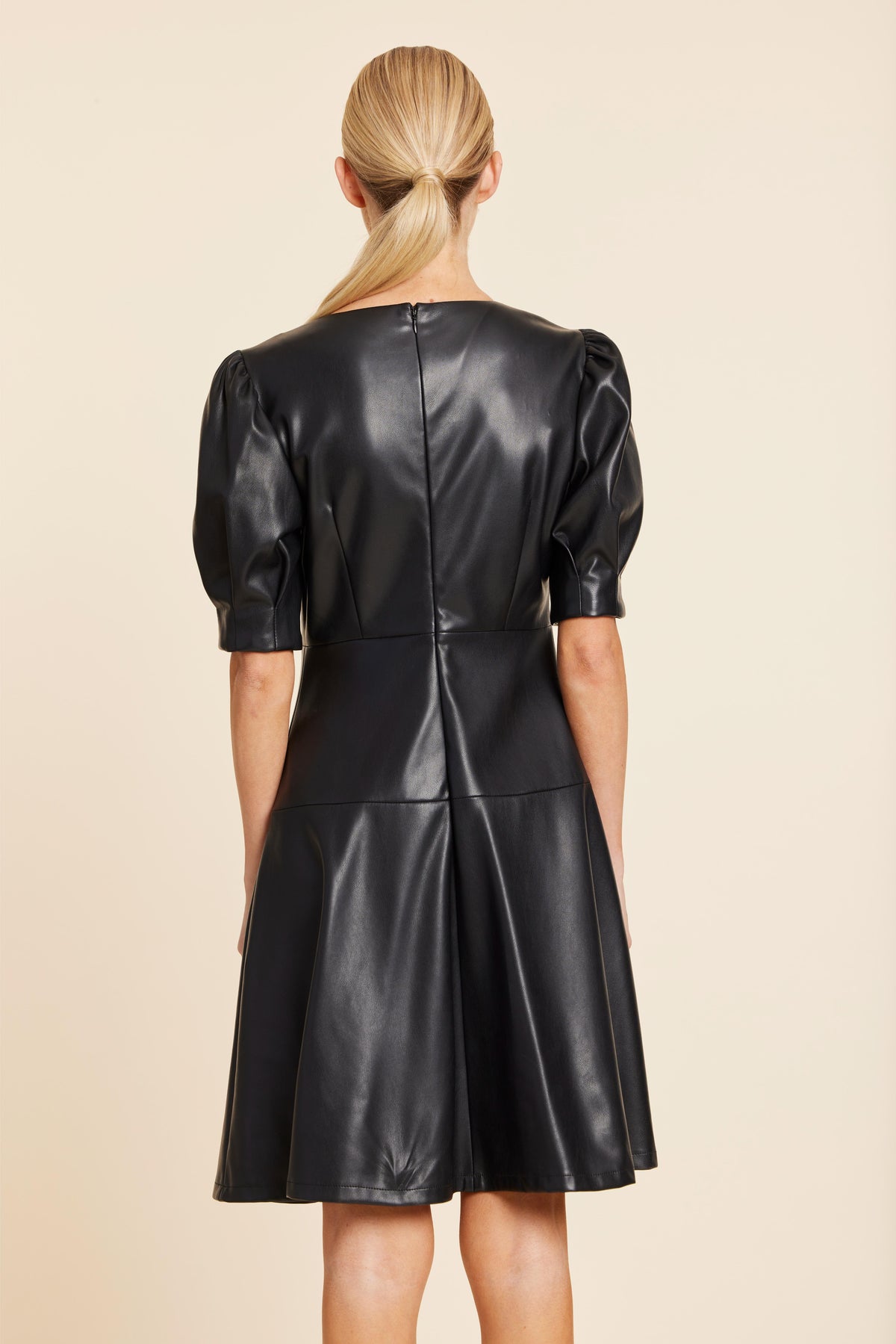 DC Faux Black Leather Waisted Dress
