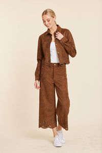 DC Two Piece Laser Cut Faux Suede Set