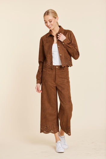 DC Two Piece Laser Cut Faux Suede Set
