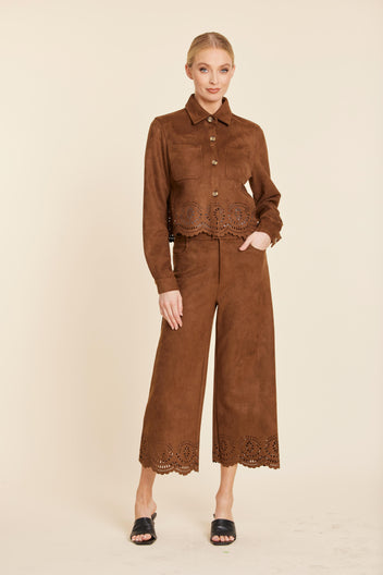 DC Two Piece Laser Cut Faux Suede Set
