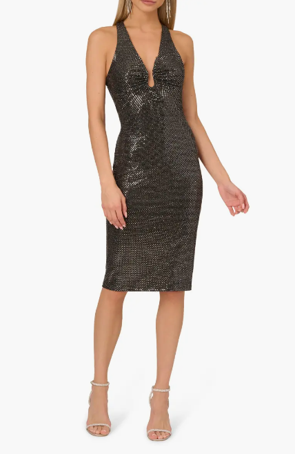 Adrianna Papell Black/Silver Mini Dress Adrianna Papell