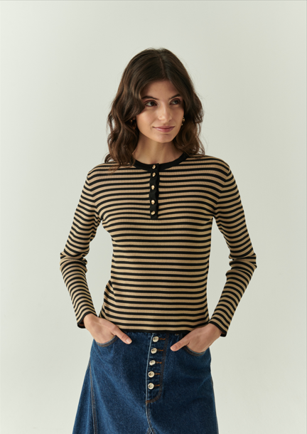 EXQUISE Saffron Ribbed Top