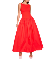 Susana Monaco FLAME knit poplin boat neck low waist dress