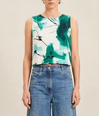 Sofia Agatha Blouse in Green Watercolor
