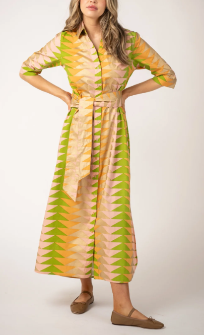 B&R Eloise Dress in Sunrise Bagru Triangle