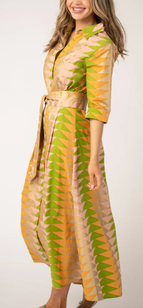 B&R Eloise Dress in Sunrise Bagru Triangle