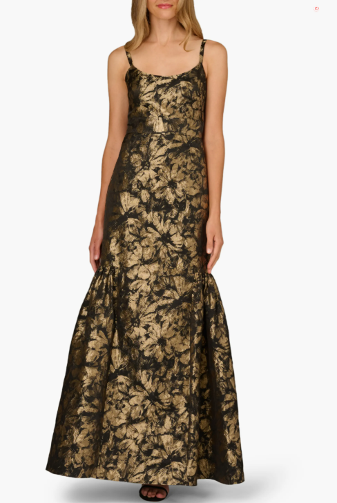 Aidan Mattox Black/Gold Evening Gown