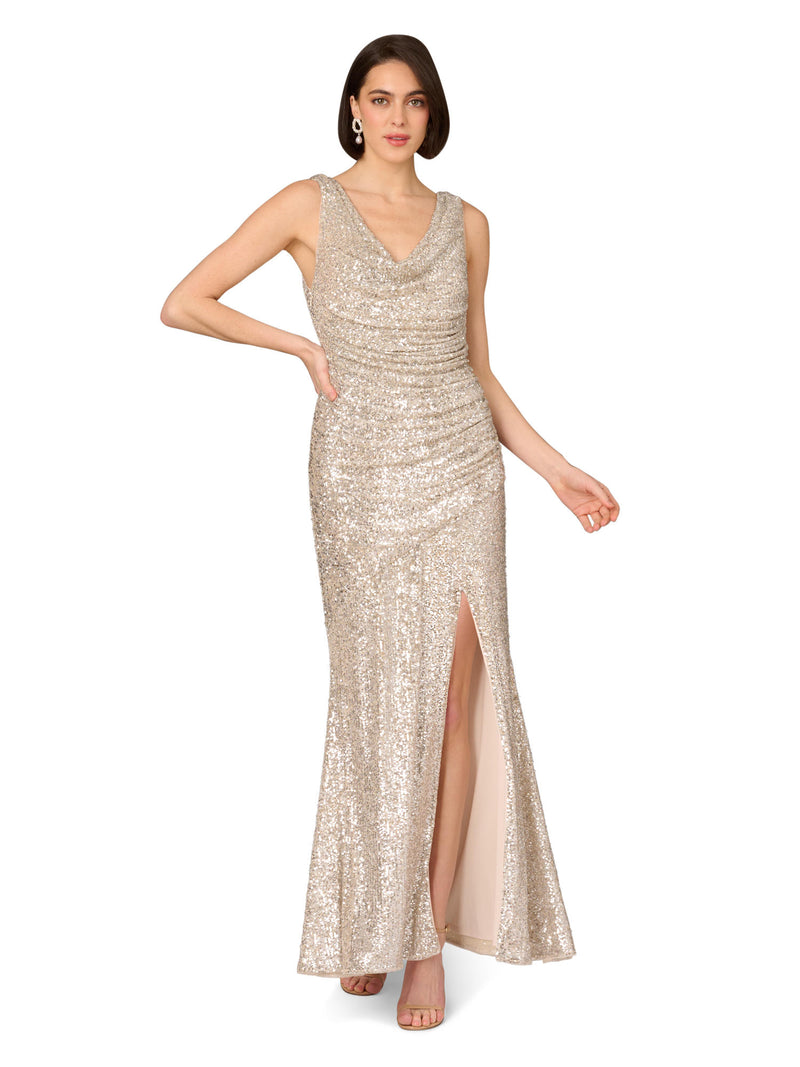 Stretch Sequin A-Line Gown