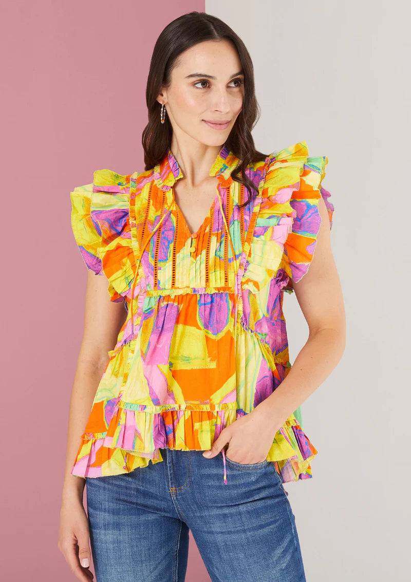 Tina Top in Abstract Colorblock Apparel & Accessories Alivia