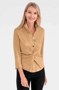 GRETCHEN SCOTT Twist n Shout Top in Khaki