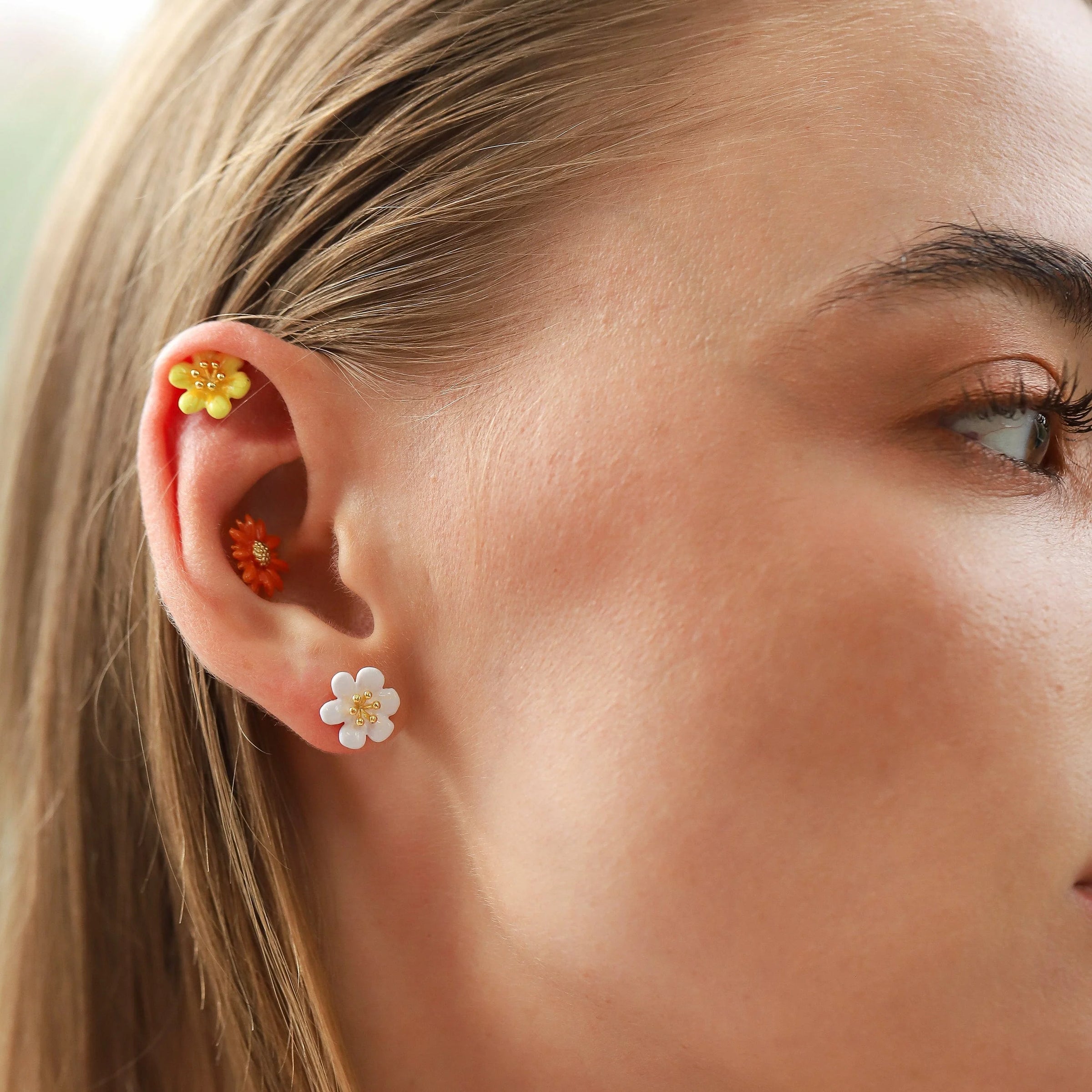 TAI White Flower Post Earrings TAI Jewelry