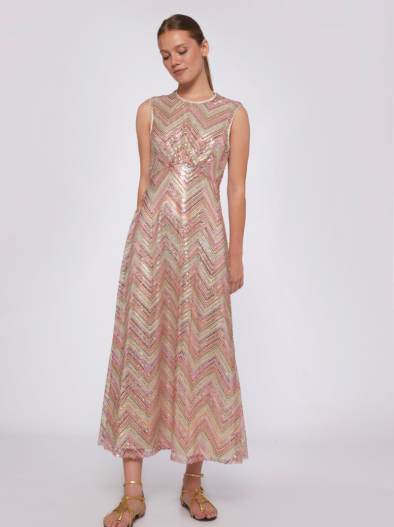 Vilagallo Sequin Zig Zag Dress Vilagallo