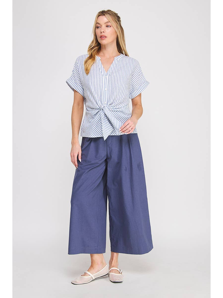 AR Button Down Tie Front Blouse