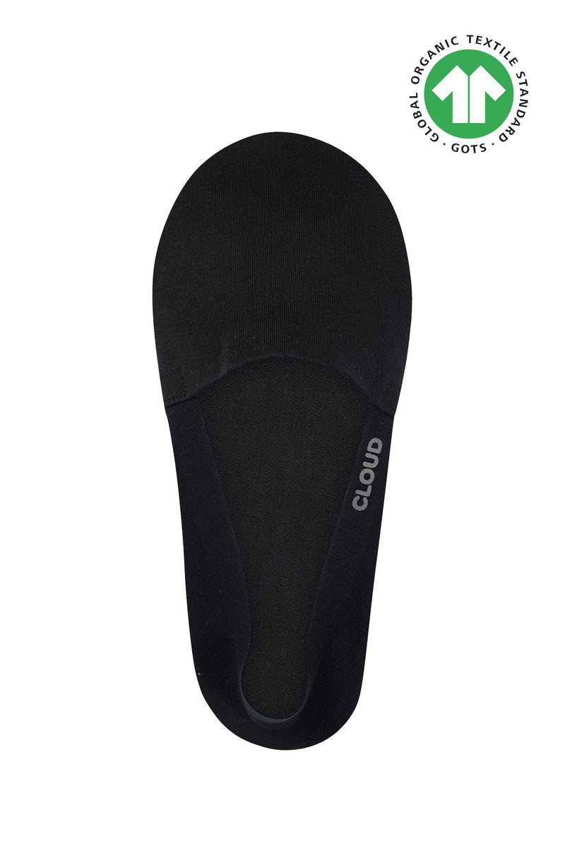 CLOUD Premium Organic Terry No Show Socks: L / Organic Black Cloud