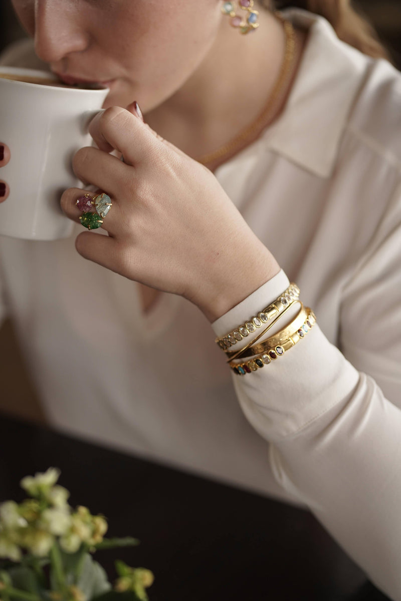 CORE | JEWELED TENNIS BANGLE: WHITE