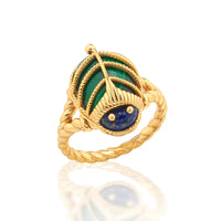 CDW Scarab Petite Ring ­ Malachite/Lapis, Size 8