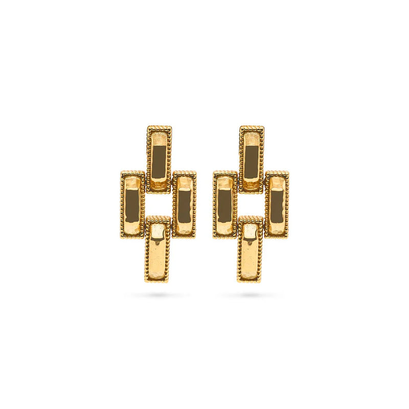 CDW Pathway Post Small Link Earrings - Gold