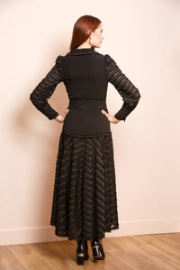 Jessie Liu Chevron Midi Dress in Black Jessie Liu