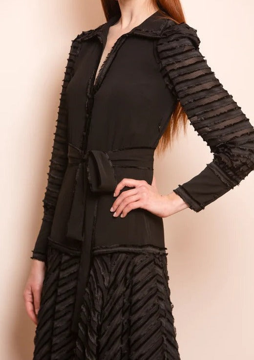 Jessie Liu Chevron Midi Dress in Black Jessie Liu