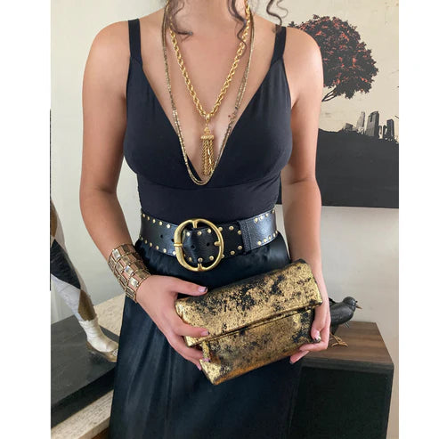KW Chunky Studded Belt (Reversible- Gold) Kim White Belts