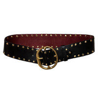 Chunky Studded Belt in Black Kim White Belts