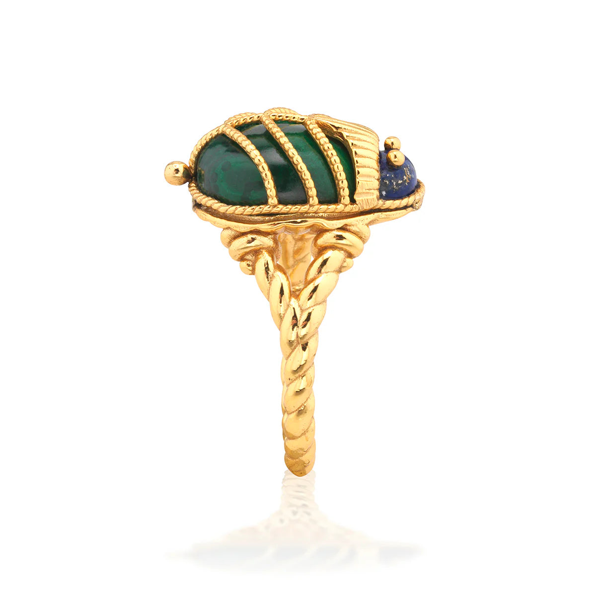 CDW Scarab Petite Ring ­ Malachite/Lapis, Size 8