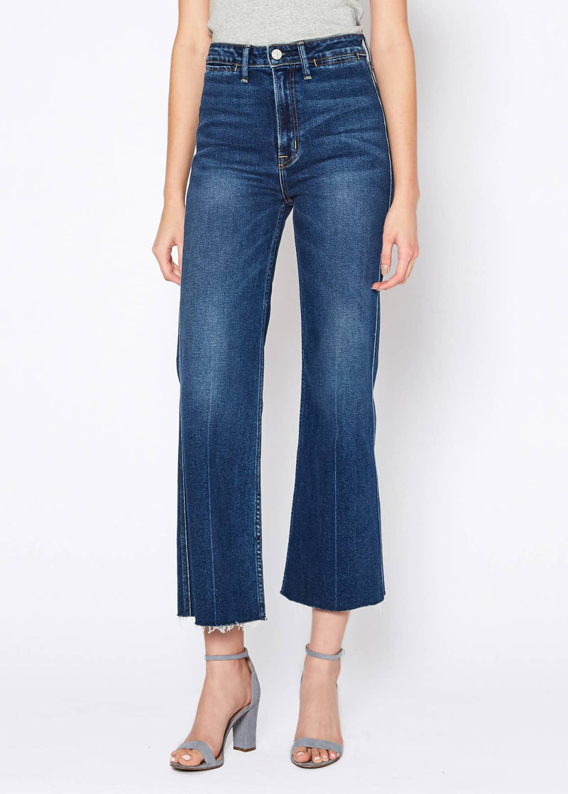 Queen High Rise Crop Wide Leg Jeans in Thunder