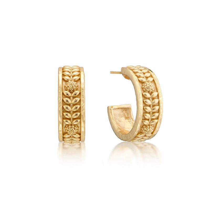 CDW Berry Vine Small Hoop Earrings - Gold