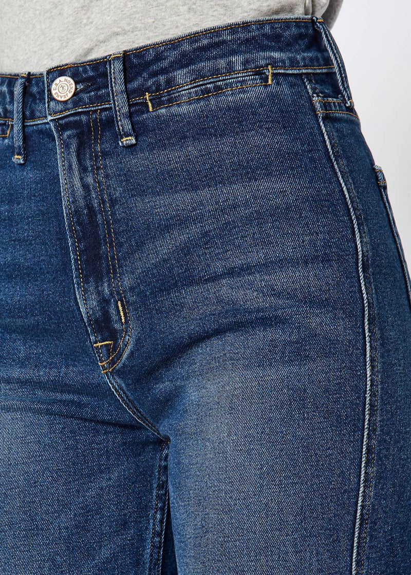 Queen High Rise Crop Wide Leg Jeans in Thunder Noend Denim