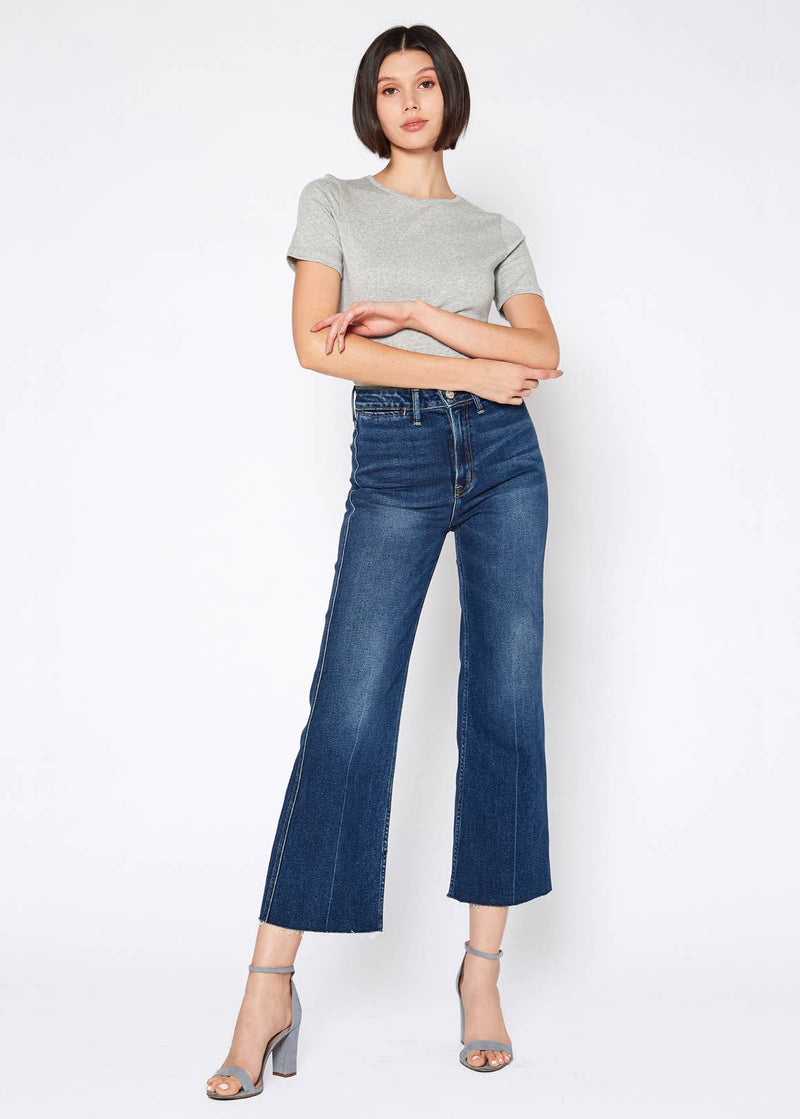 Queen High Rise Crop Wide Leg Jeans in Thunder