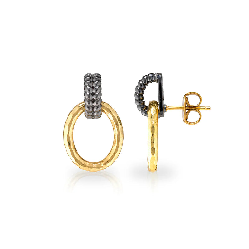 CDW Cleopatra Regal Link Earrings - Gold/Midnight Capucine De Wulf