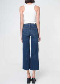 Queen High Rise Crop Wide Leg Jeans - Dart Detail: Thunder / 24 Noend Denim