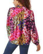 CROSBY Gabby Blouse in Patched Leopard