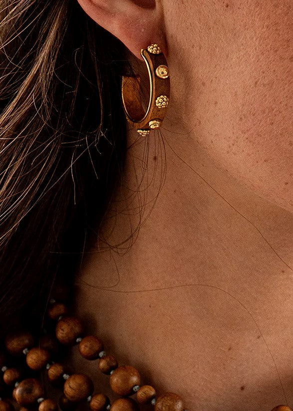 CDW Gaia Hoop Earrings in Hammered Gold/Teak