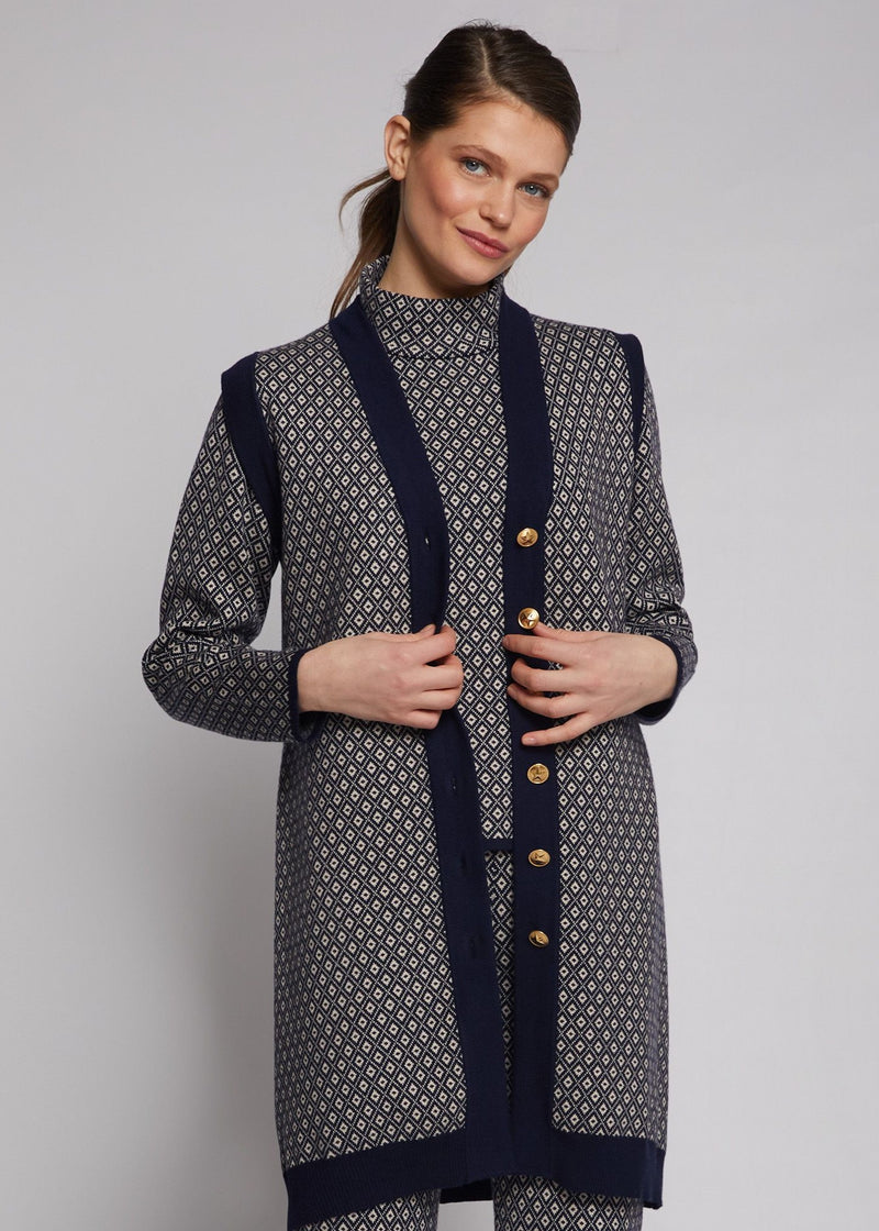 Vilagallo Geometric Jacquard Vest