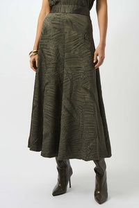 JR Textured Pleated A-Line Skirt in Avocado