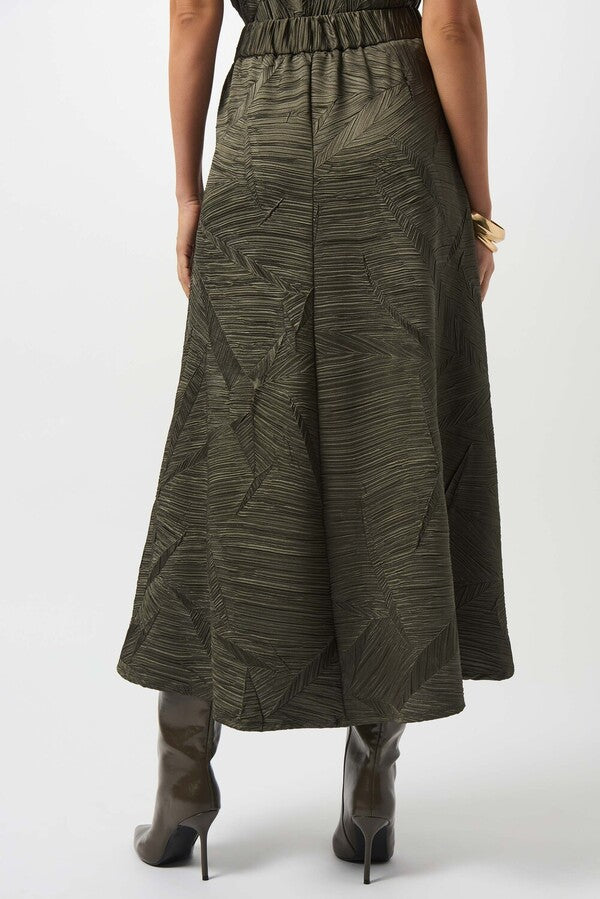 JR Textured Pleated A-Line Skirt in Avocado