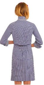 Breezy Blouson Navy Check Dress