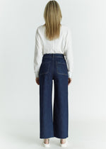 High Rise Wide Leg Patch Pocket Jeans.