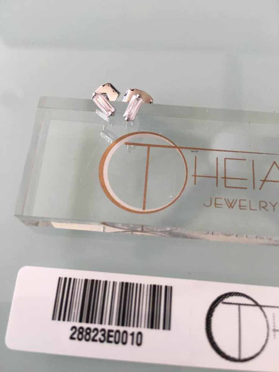 Theia Petite Hestia stud earrings with CZ, White Gold finish, Clear
