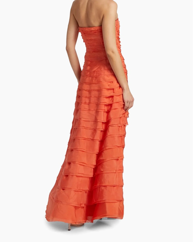 AMUR Pepper Pleated Gown in Desert Sun