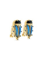 CDW Scarab Clip Earrings in Blue Lab/Black Agate