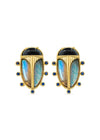 CDW Scarab Clip Earrings in Blue Lab/Black Agate Capucine De Wulf