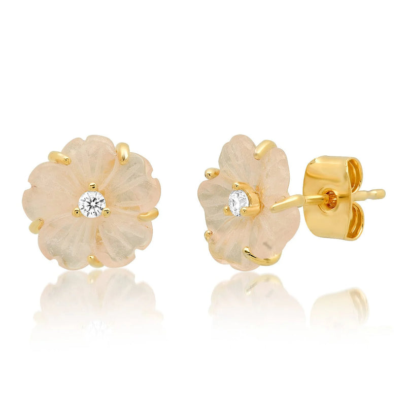 TAI Rose Quartz Flower Earrings